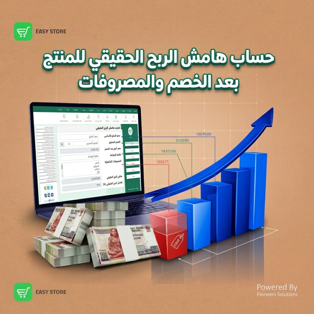 حساب هامش الربح الحقيقي للمنتج بعد الخصم والمصروفات