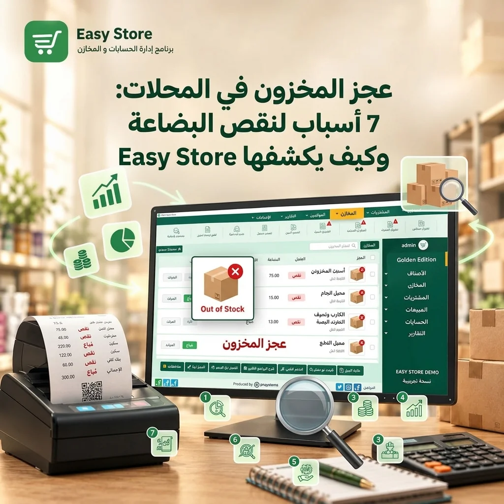 عجز المخزون في المحلات: 7 أسباب لنقص البضاعة وكيف يكشفها Easy Store
